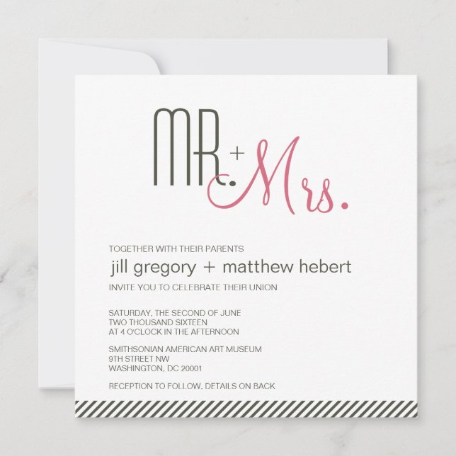 Retro Modern Bröllop Inbjudningar (Framsida)