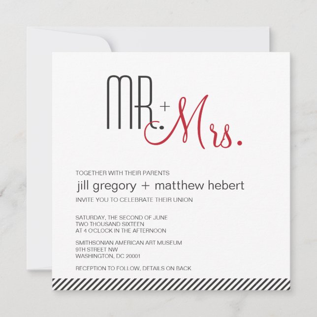 Retro Modern Bröllop Inbjudningar (Framsida)