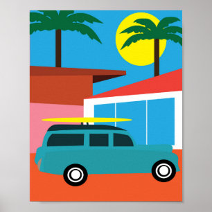Retro Modern California-utskrift i mitten av århun Poster