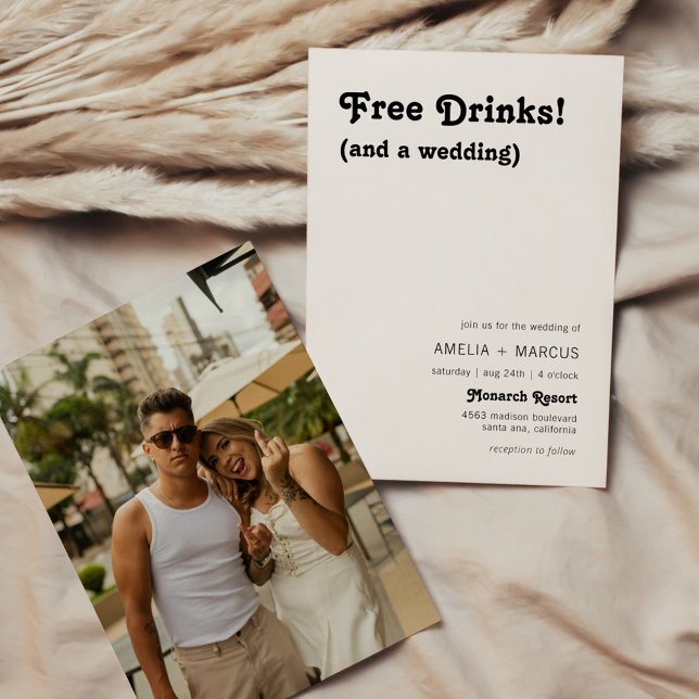 Retro Modern Chic Free Drinks Bröllop Inbjudningar (Skapare uppladdad)