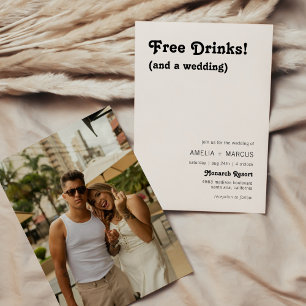 Retro Modern Chic Gratis Dryck Bröllop Inbjudningar