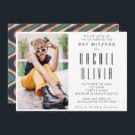 Retro Modern Chic Photo Vågigt Linjer Bat mitzvah Inbjudningar<br><div class="desc">Retro Modern Chic Photo Vågigt Bat mitzvah inbjudan till Linjer</div>
