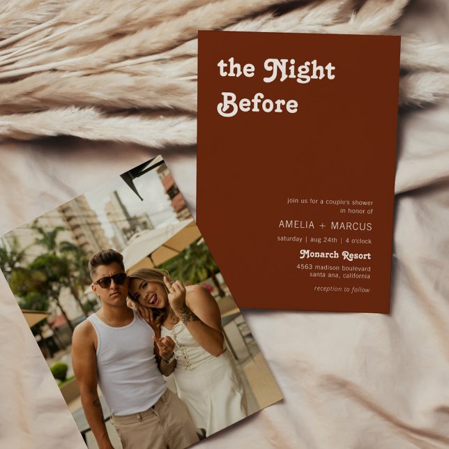 Retro Modern Chic Terracotta Couppel Shower Inbjudningar (Skapare uppladdad)