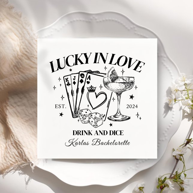 Retro Modern Cocktail Black Bachelorette Party Pappersservett (Skapare uppladdad)