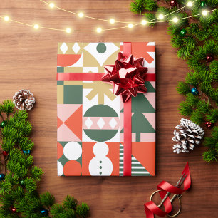Retro Modern Colororent Scandinavian God Jul Presentpapper