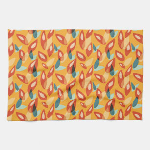 Retro Modern Coola Geometric Gult Orange Mönster Kökshandduk