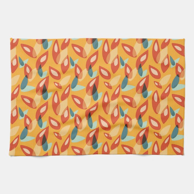 Retro Modern Coola Geometric Gult Orange Mönster Kökshandduk (Horisontell)