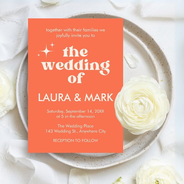 Retro Modern fet och Chic Bröllop Inbjudningar (Bold & Chic Retro Modern Wedding Invitation)