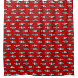 Retro Modern Fish, Deep Red och Grått / Grått