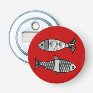 Retro Modern Fish, Deep Red och Grått / Grått Flasköppnare
