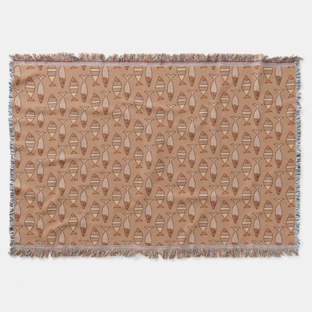 Retro Modern Fish, Tan, Beige och Light Brown Mysfilt (Framsidan)