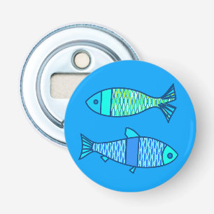 Retro modern fisk, turkos och Cerulean blått Flasköppnare
