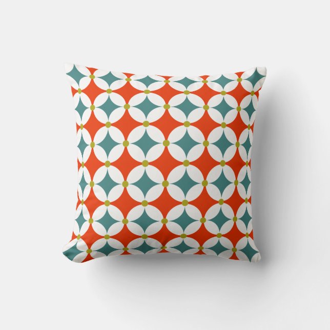 Retro Modern Geometric Colorour med flera mittpunk Kudde (Framsida)