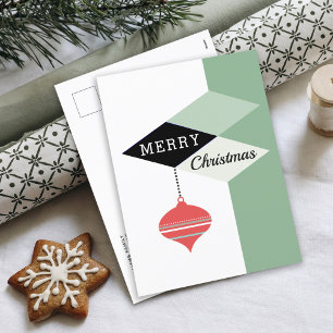 Retro Modern God jul Helg Vykort