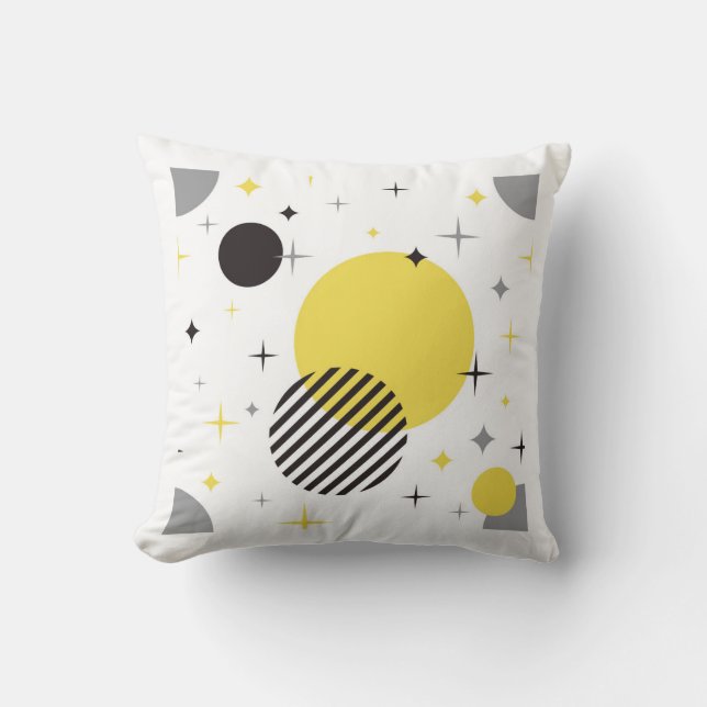 Retro Modern Grå Och Gul Kudde (Framsida)