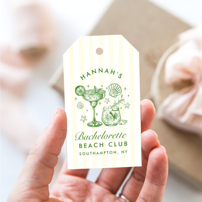 Retro Modern Green & Yellow Bachelorette Weekend Presentetikett (Skapare uppladdad)