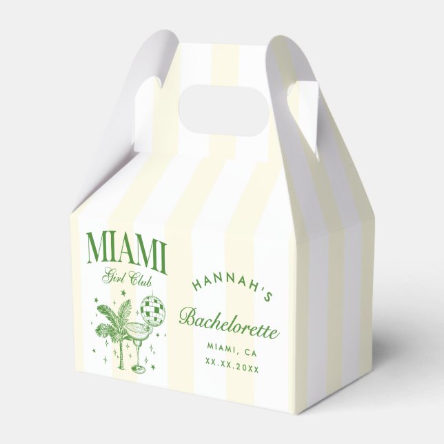 Retro Modern Green & Yellow Miami Bach Party Presentaskar (Framsidan Sidan)