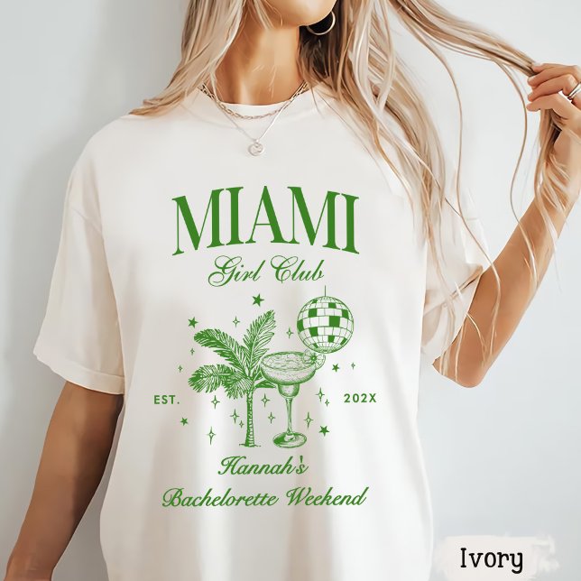 Retro Modern Grön & Gul Miami Bach-fest T Shirt (Skapare uppladdad)