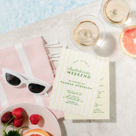Retro Modern Grönt & Gult Bachelorette Helg Inbjudningar