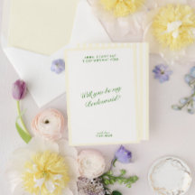 Retro Modern Grönt & Gult Bridesmaid Frieri