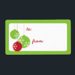 Retro Modern Grönt och Red Snowflake Ornaments Fraktsedel<br><div class="desc">En nyare helgdag-märkre som återger modern grönt och röda helgdag med snöflingor. En söt detalj för helgdag e-post,  presenter och mycket annat.</div>