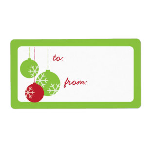 Retro Modern Grönt och Red Snowflake Ornaments Fraktsedel