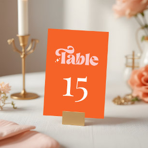 Retro Modern Groovy Script Coral Rosa Orange Bordsnummer