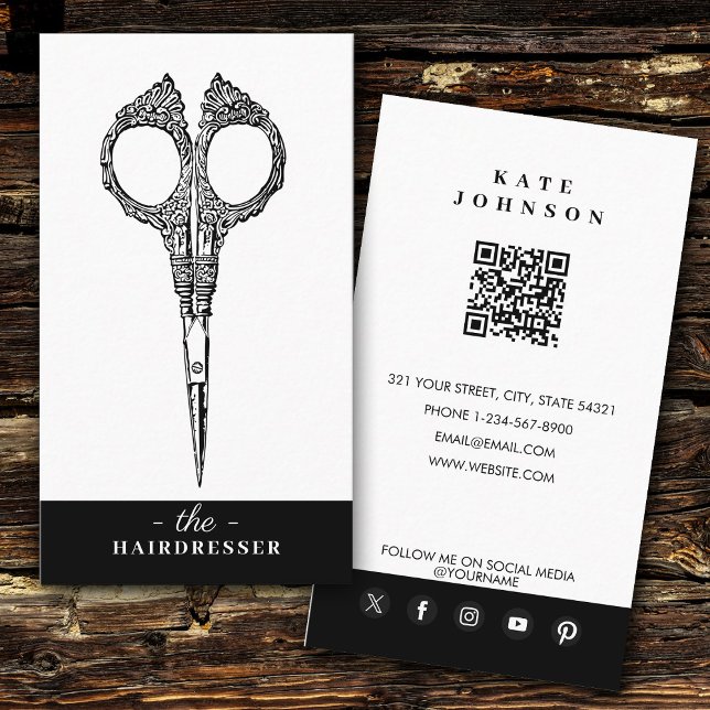 Retro Modern Hairdresser Barber Beauty Salon Visitkort (Retro Modern Hairdresser Barber Beauty Salon Business Card)