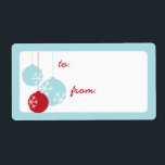 Retro Modern Helgdag Ornaments Juletiketter Fraktsedel<br><div class="desc">Den nya, moderna märkrn av julprydnader i helgdag ger sken av The Spoted Olive™-prydnadsföremål som har en fin isblått och röd helgdag med snöflingor. En detalj om höft och trendig för e-post, presenter och mycket annat. Enkel att anpassa med texten. Koordinerande etiketter i olika storlekar, klistermärken, porto, helgdagskort, gåvor och...</div>