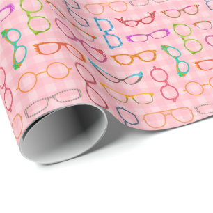 Retro modern Hipster för glasögon med rosa Gingh Presentpapper
