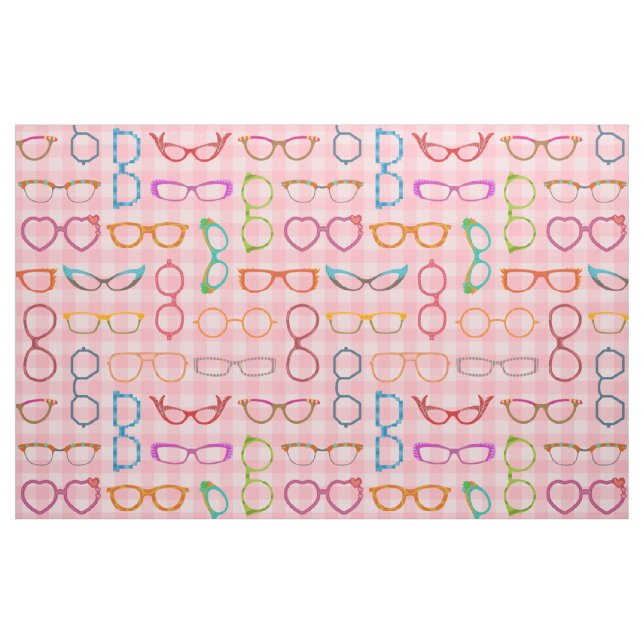 Retro modern Hipster för glasögon med rosa Gingham Tyg (Fat Quarter)