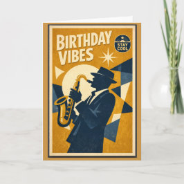Retro Modern Jazz Saxofon Födelsedagskort för män  Kort