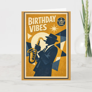 Retro Modern Jazz Saxophone Birthday Card for men Kort