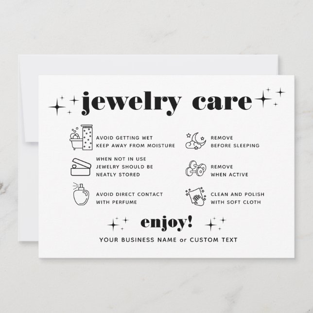 Retro Modern Jewelry Care Tack Company Logotyp Inbjudningar (Framsida)