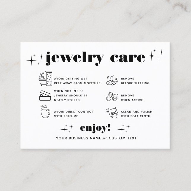 Retro Modern Jewelry Care Tack Company Logotyp Visitkort (Framsida)
