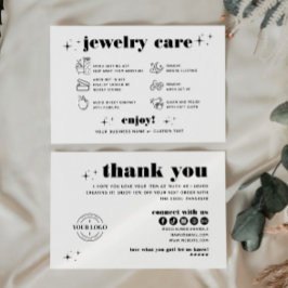Retro Modern Jewelry Care Tack Logotyp Business Tilläggskort