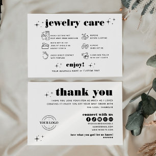 Retro Modern Jewelry Care Tack Logotyp Business Tilläggskort