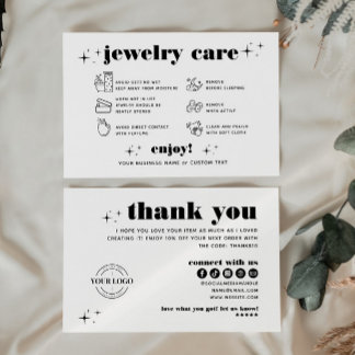 Retro Modern Jewelry Care Tack Logotyp Business Tilläggskort