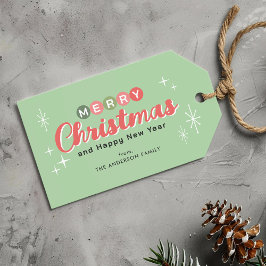 Retro Modern jul i mitten av århundradet Presentetikett