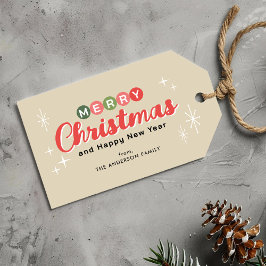 Retro Modern jul i mitten av århundradet Presentetikett