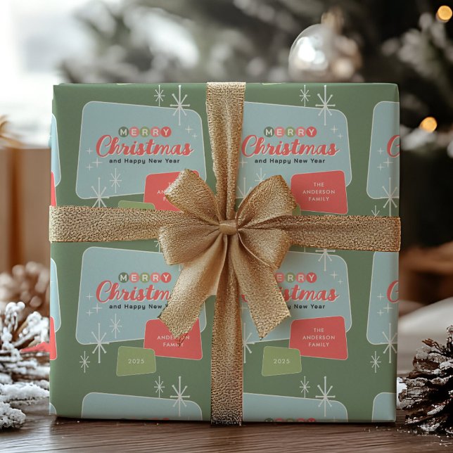 Retro Modern jul i mitten av århundradet Presentpapper (Skapare uppladdad)