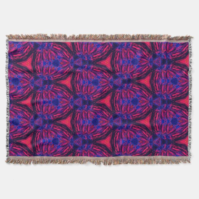 Retro Modern Magenta Elektrisk Blommande Kastmadra Filt (Framsidan)