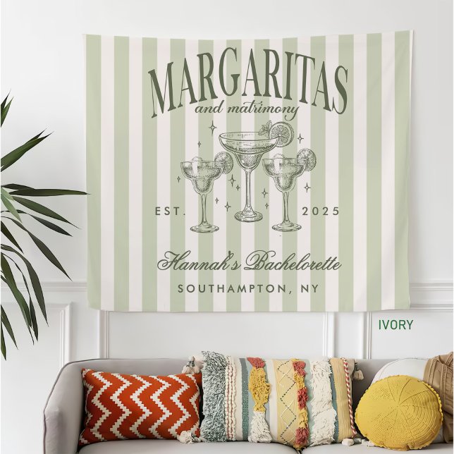 Retro Modern Margaritas och Matrimony Stripe Bach Fleecefilt (Skapare uppladdad)