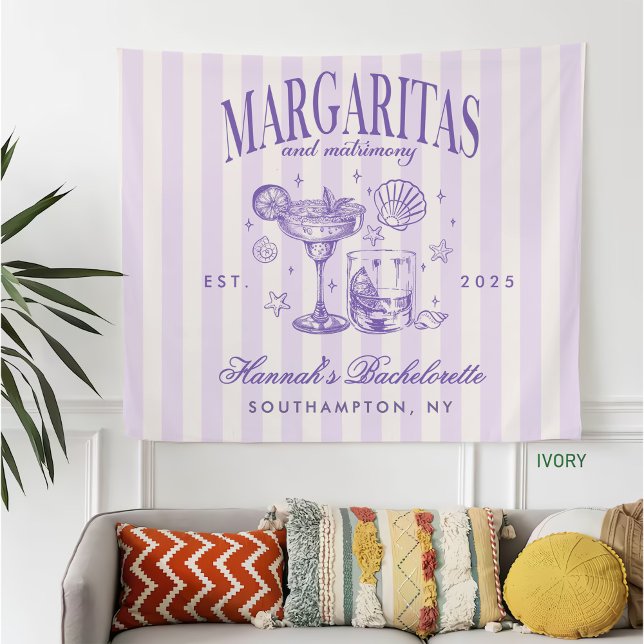 Retro Modern Margaritas och Matrimony Stripe Bach Fleecefilt (Skapare uppladdad)