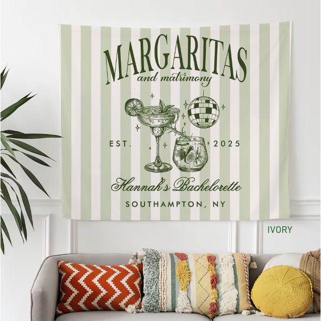 Retro Modern Margaritas och Matrimony Stripe Bach Fleecefilt (Skapare uppladdad)