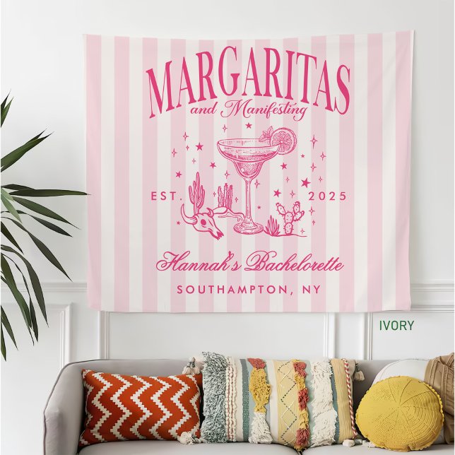 Retro Modern Margaritas och Matrimony Stripe Bach Fleecefilt (Skapare uppladdad)