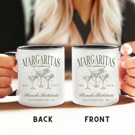 Retro Modern Margaritas och Matrimony Stripe Bach Kaffemugg