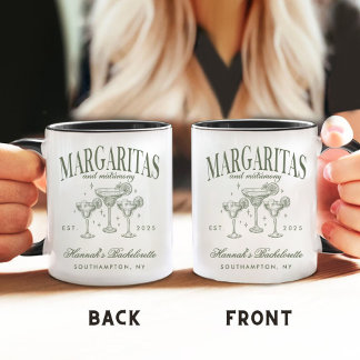 Retro Modern Margaritas och Matrimony Stripe Bach Kaffemugg