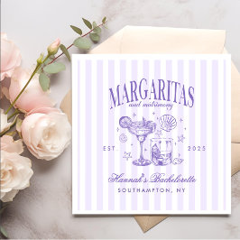 Retro Modern Margaritas och Matrimony Stripe Bach Pappersservett