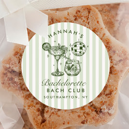Retro Modern Margaritas och Matrimony Stripe Bach Runt Klistermärke
